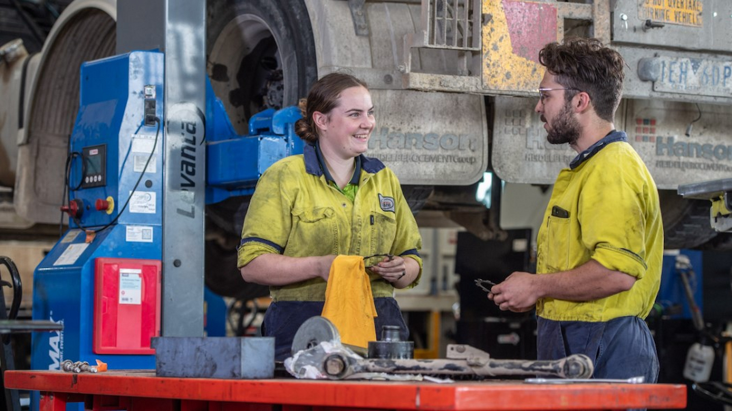 Female apprentice at work