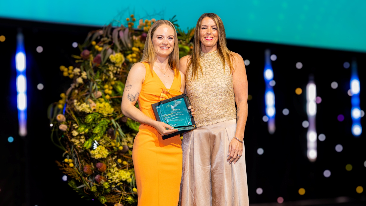 Georgia accepting her award