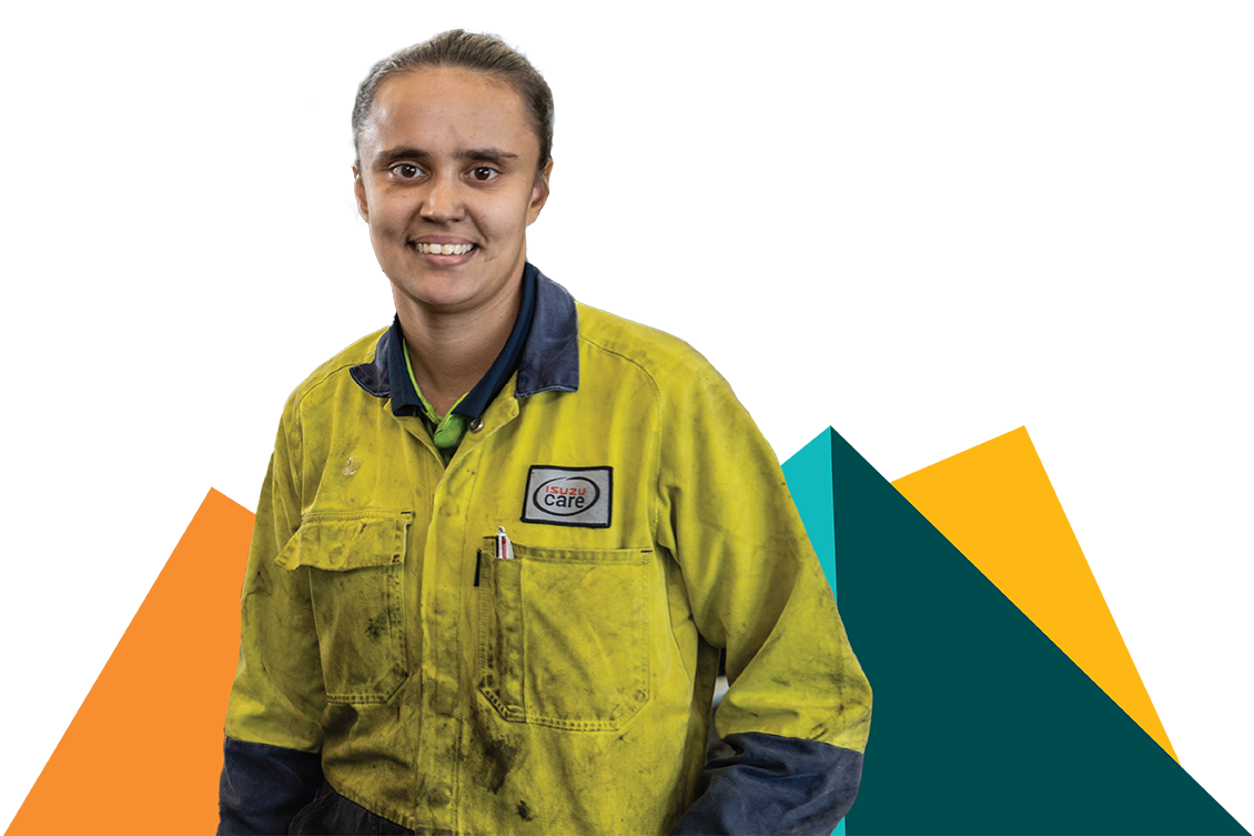 Female apprentice smiling